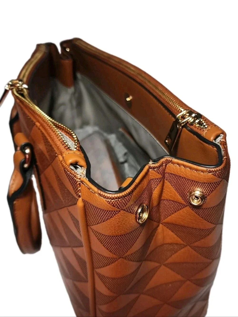 NWT Large Handbag Purse 2 In 1 Wallet Travel Bag Fashion Leather Vegan Gold Trim